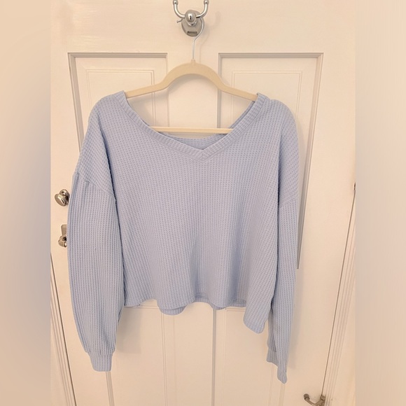 Aeropostale Sweaters - Aeropostale Long Sleeve Wear 2 Ways Cozy Waffle Tee Large Blue